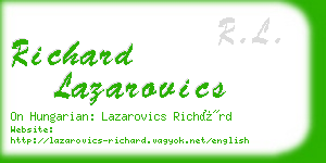 richard lazarovics business card